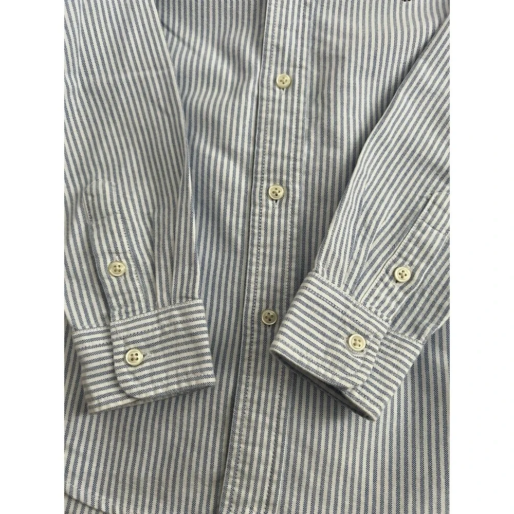 Ralph Lauren Blue White Striped Oxford Button Down Shirt Boys Sz 7 Pony Preppy
